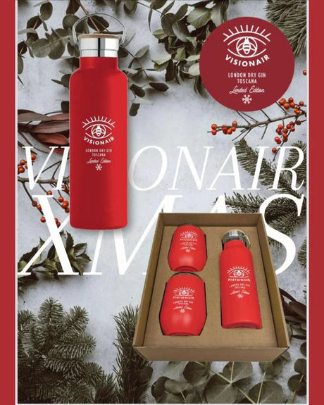 Gift Box Visionair London Dry Gin 50cl + 2 Bicchieri Termici (ROSSA)