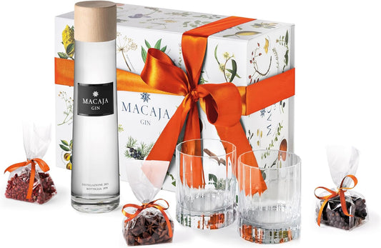 Macaja Gin Confezione 3 Botaniche e 2 Bicchieri 50cl (Gift Box)