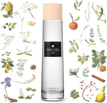 Macaja Gin Confezione 3 Botaniche e 2 Bicchieri 50cl (Gift Box)