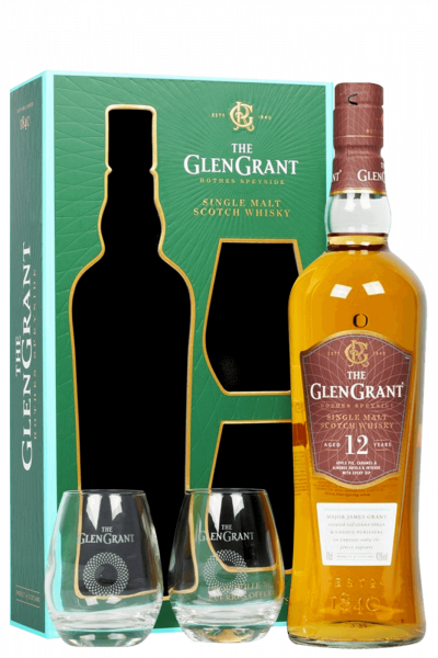 Glen Grant Single Malt Scotch Whisky Aged 12 Years (0,7l) (Confezione Con 2 Bicchieri)