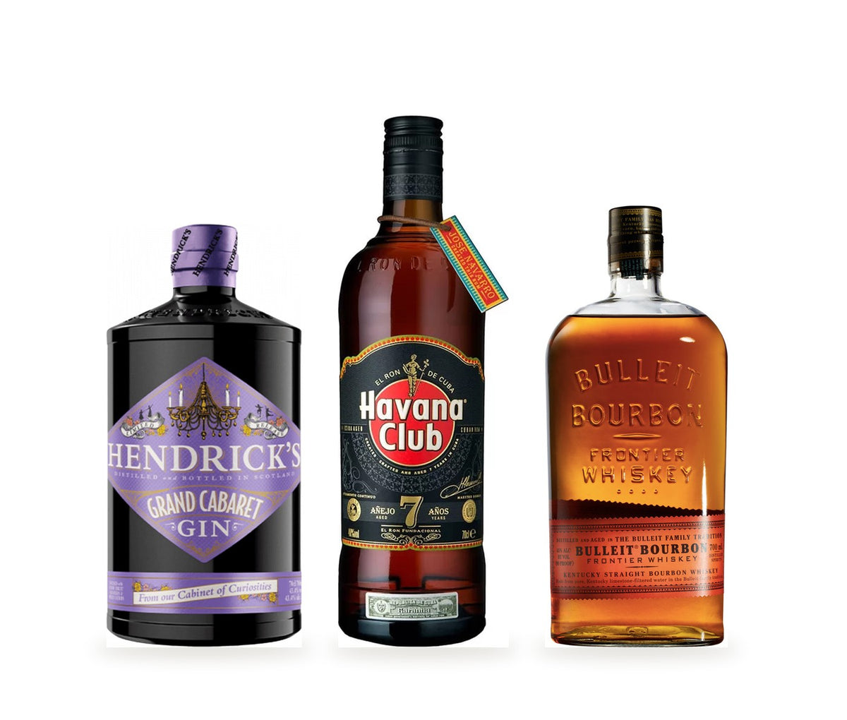 Idee regalo: Gin Hendrick's Grand Cabaret, Rum Havana Club 7 Anni e Bulleit Bourbon Whiskey